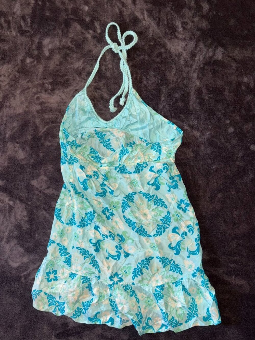 VTG Y2K 100% Silk Hawaiian Style Halter Fairy Dress Heritage (S)